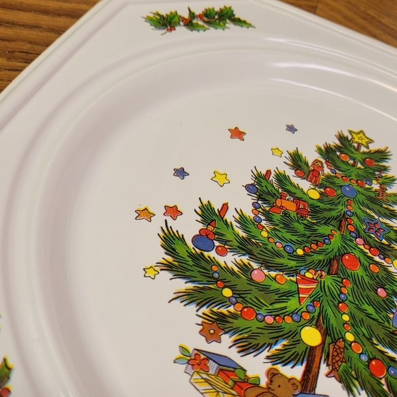 VINTAGE CHRISTMAS PLASTIC SERVING TRAY ~ 9” X 9” Christmas Tree Design - Picture 3 of 9